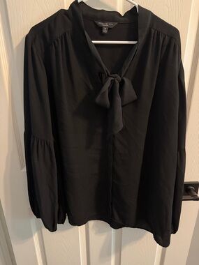 Investments Black Tie-Neck Long-Sleeve Blouse